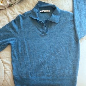 NWOT Zara Robins Egg blue sweater